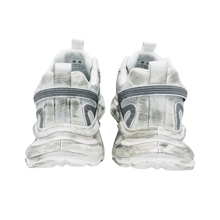 QIANJIN Shock Absorbers With Slip Resistant And Abrasion Resistant Properties Low Top Chunky Sneakers Unisex White-4