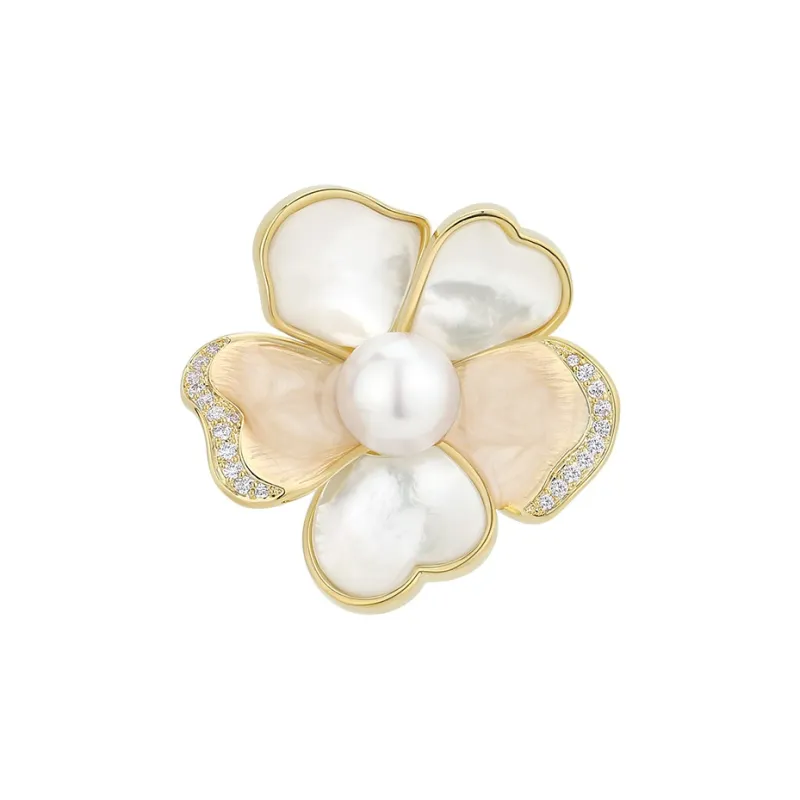 VIOLET Alloy Mother Of Pearl Brooches Women's Champagne Gold-0