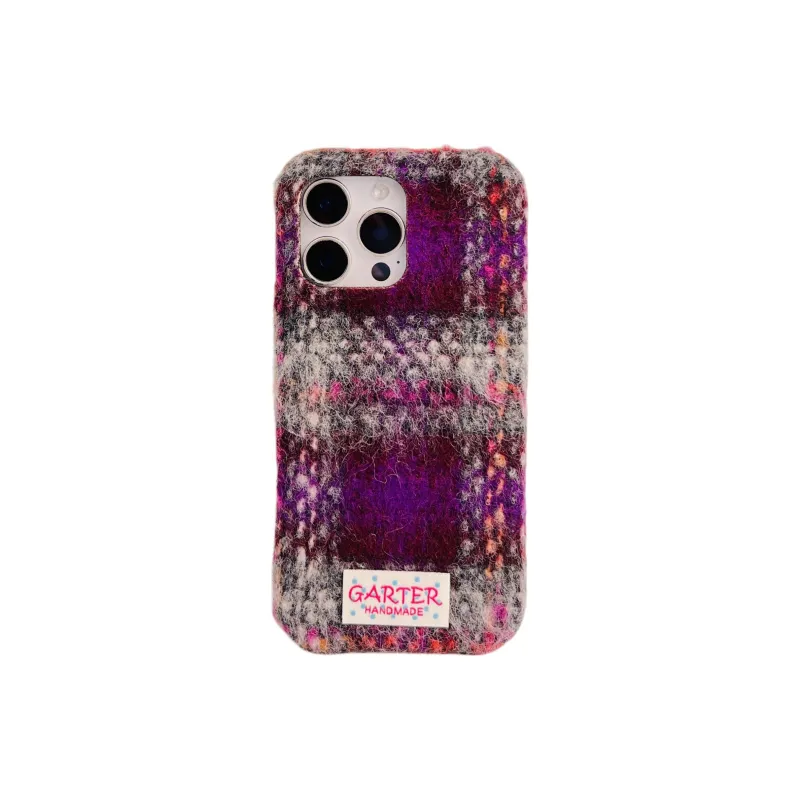 Wei Xin Plush Material Flannelette Plaid Lanyard Phone Cases Compatible With IPhone 16/15 Pro Max/Apple 13/14 Pro/Max-31