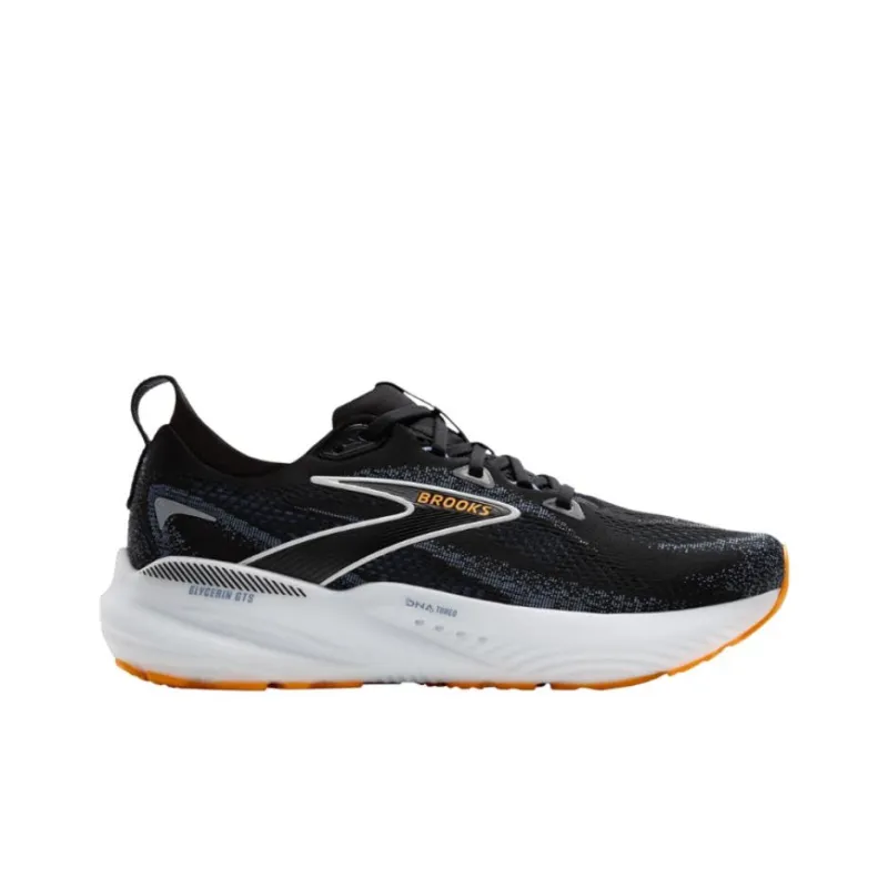 Brooks Glycerin GTS Anti-Slip Wear-Resistant Low-Top Running Shoes Unisex Black White Orange-1