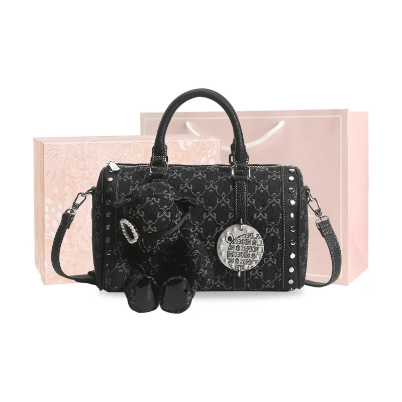 MISS GAIL Artificial Leather Handbag Shoulder Bag Crossbody Bag Regular Women's Black-6