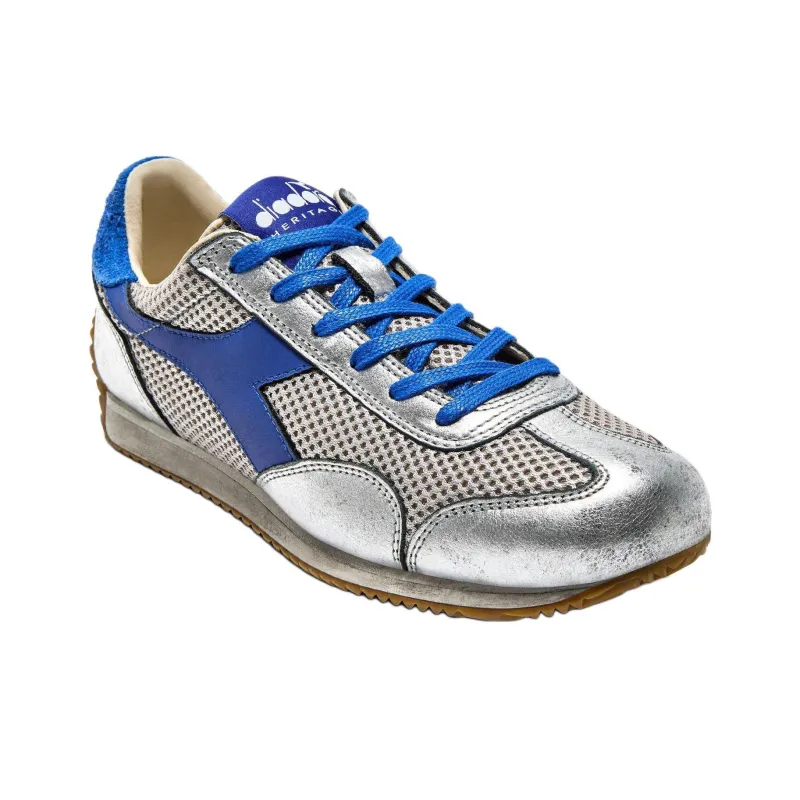 Diadora Heritage Anti Slip Wear Resistant Low Top Running Shoes Unisex Silver Blue-2