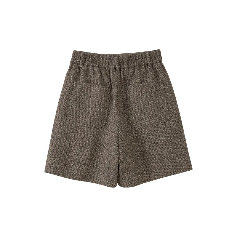 Fstudio Korean Petite Commute Vintage Sheep Wool Shorts Women's-1