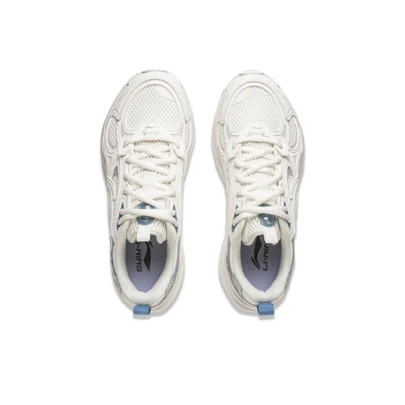 LiNing Meteor 2K Slip Resistant, Abrasion Resistant, Breathable Low Top Chunky Sneakers Women's White Blue-3