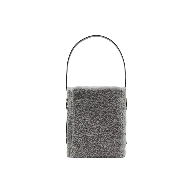 Valextra Shearling Bucket Bag, Handbag, Shoulder Bag Mini Women's Concrete Gray-1