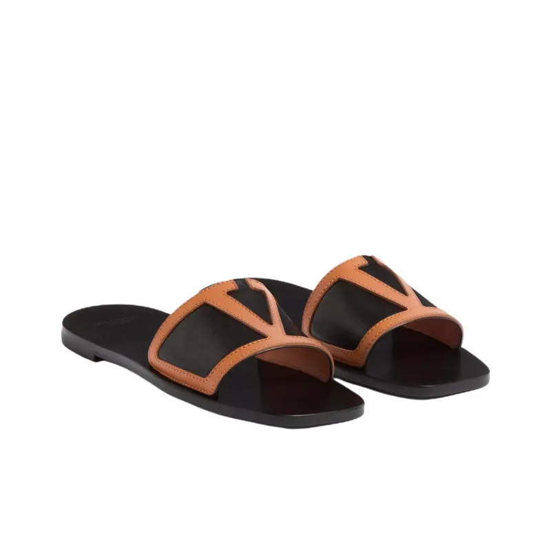 Valentino Slide Slippers Women's Black Brown-2