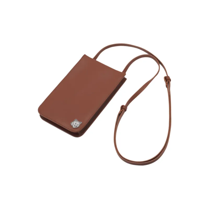 Maison Kitsune Cow Leather Card Holder, Coin Purse, Crossbody Bag, Shoulder Bag Men's Dark Brown-2