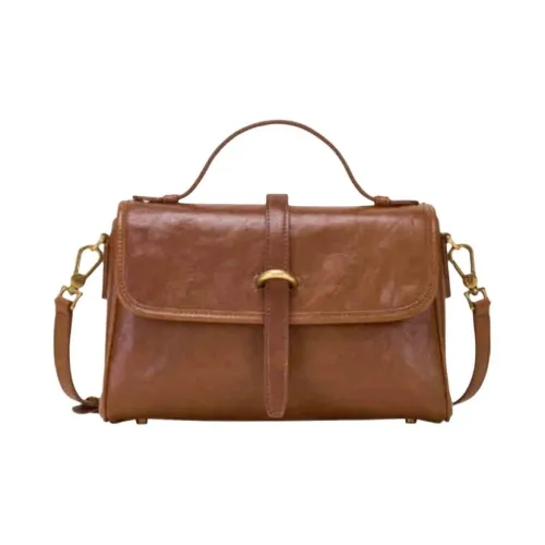 Hush Puppies Cow Leather One Shoulder Handbags Medium Size Women's Coffee/Brown/Green