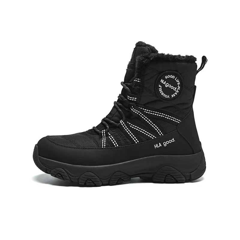 HLA Snow Boots Men Black, Beige-0
