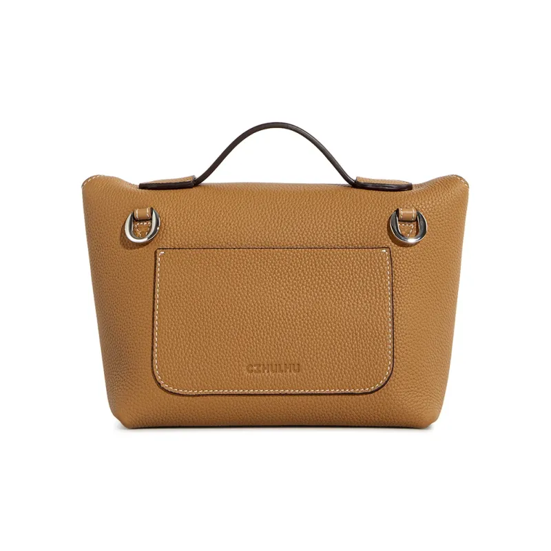 Cthulhu Top Grain Cow Leather Shoulder Bag Crossbody Bag Handbags Medium Size Women's Brown/Black-4