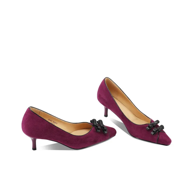 XICUNMINGWU Slim Heel High Heels 6cm Women's Burgundy-2