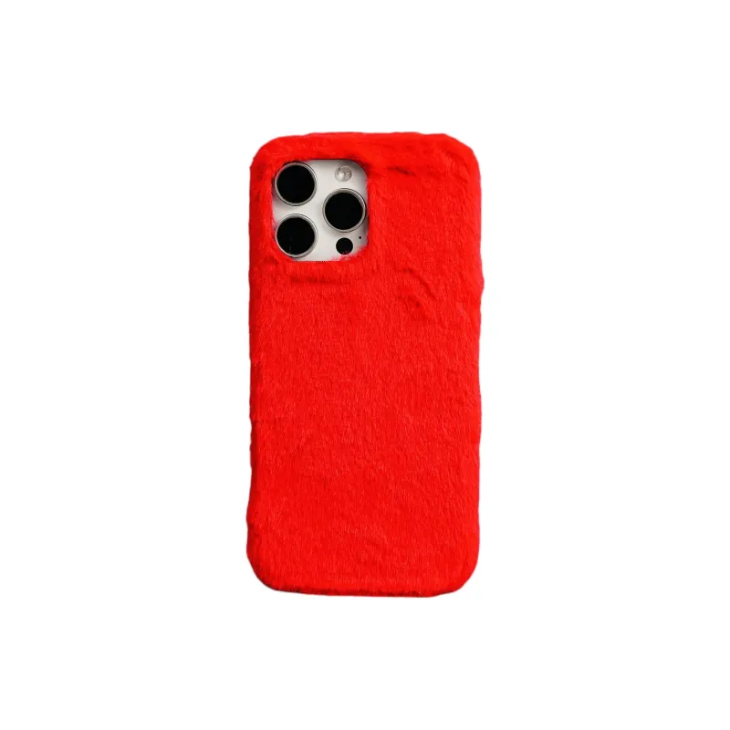 Wei Xin Plush Material Solid Color Plush Lanyard Phone Cases Compatible With IPhone 16/15 Pro Max/Apple 13/14 Pro/Max-12
