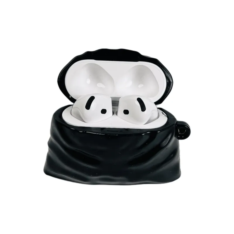Sopi Compatibility With Apple AirPods 4/2/3/4th Generation/AirPods Pro/Pro 2 Silicone Black Trash Bags Headphone Cases-1