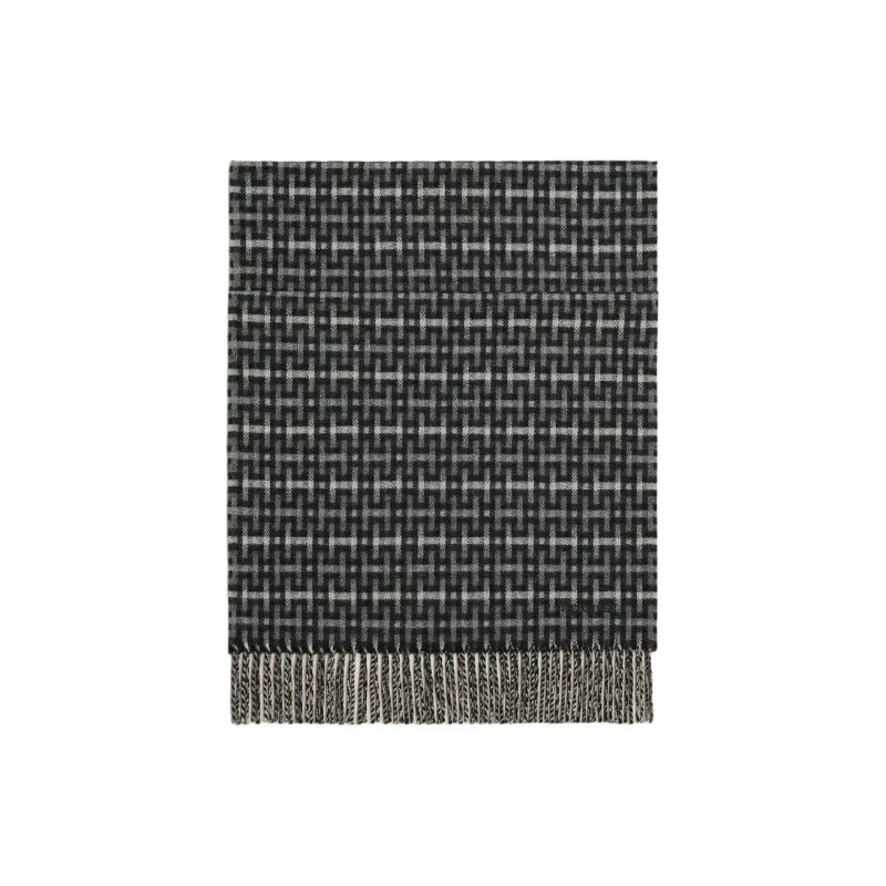 HERMES Cashmere Knit Scarves Unisex Gray-0