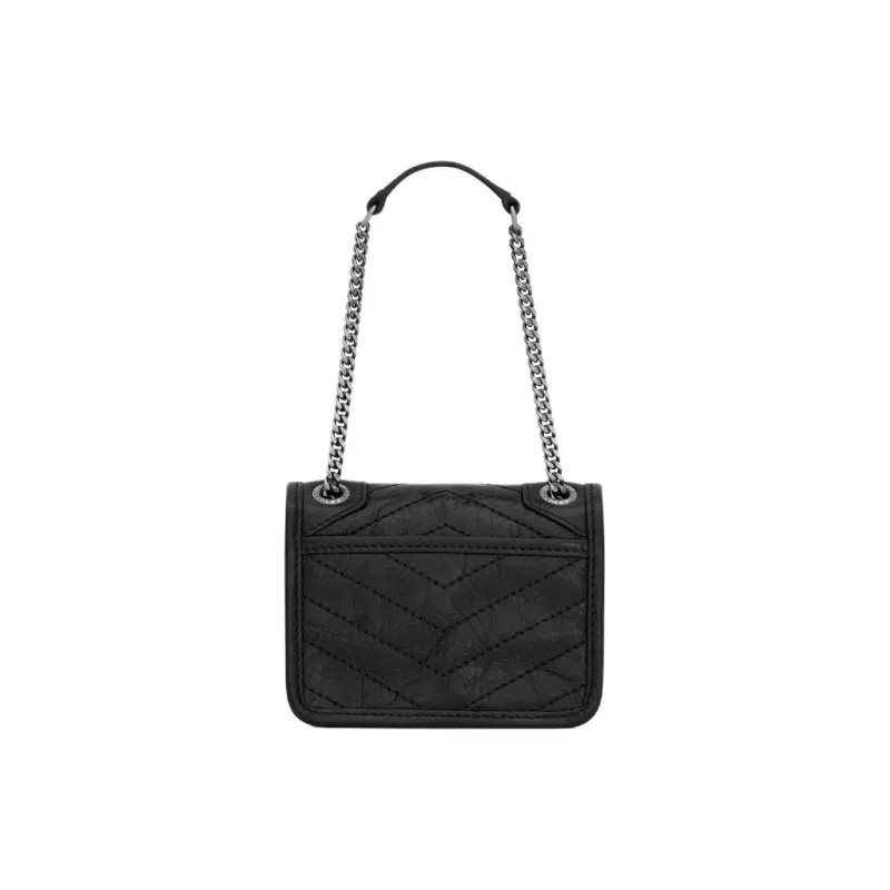 SAINT LAURENT Niki Leather Handbag Mini Women's Black-3
