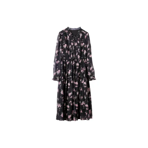 XIANGYING Long Sleeved Dresses Women's Black
