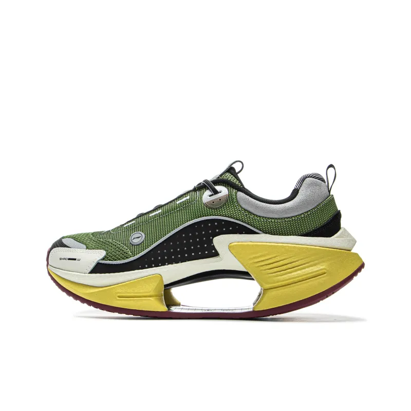 LiNing Cushioning Reflective Rebound Low Top Running Shoes Men's Green Black Yellow-0
