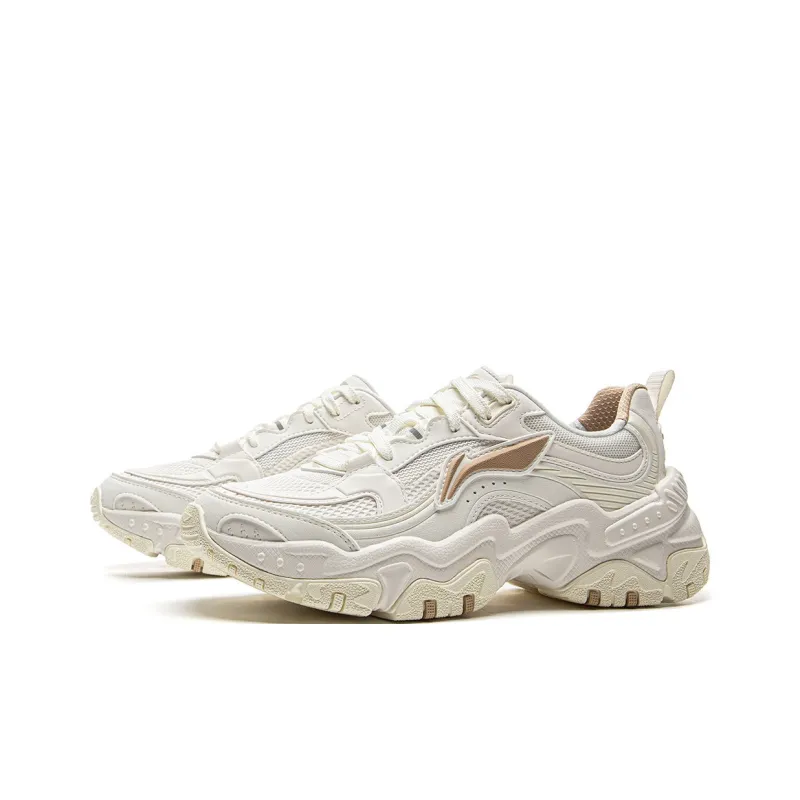 LiNing Brown Sugar Slip Resistant, Abrasion Resistant, Breathable Low Top Casual Shoes Women's White-2