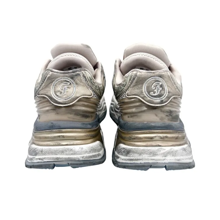 QIANJIN Cushioning Coverage Support Low Top Chunky Sneakers Unisex Champagne Gold-3