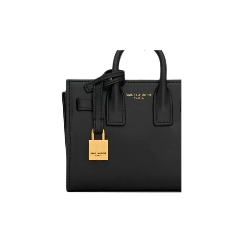 SAINT LAURENT SAC DE JOUR Leather Handbag Mini Women's Black-5