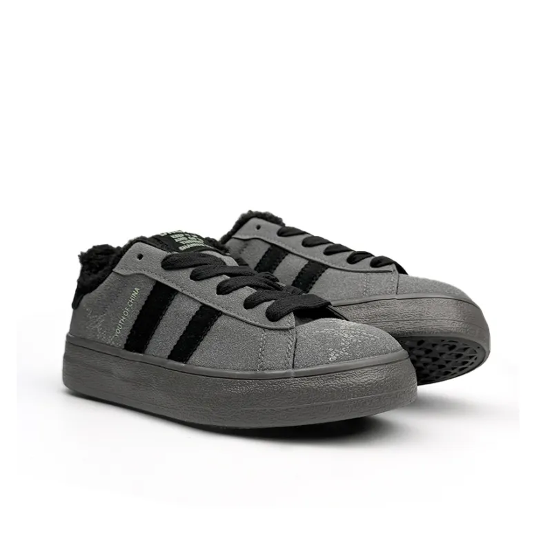 Mengsai Thermal Slip Resistant Low Top Skateboard Shoes Women's Black Warrior-2