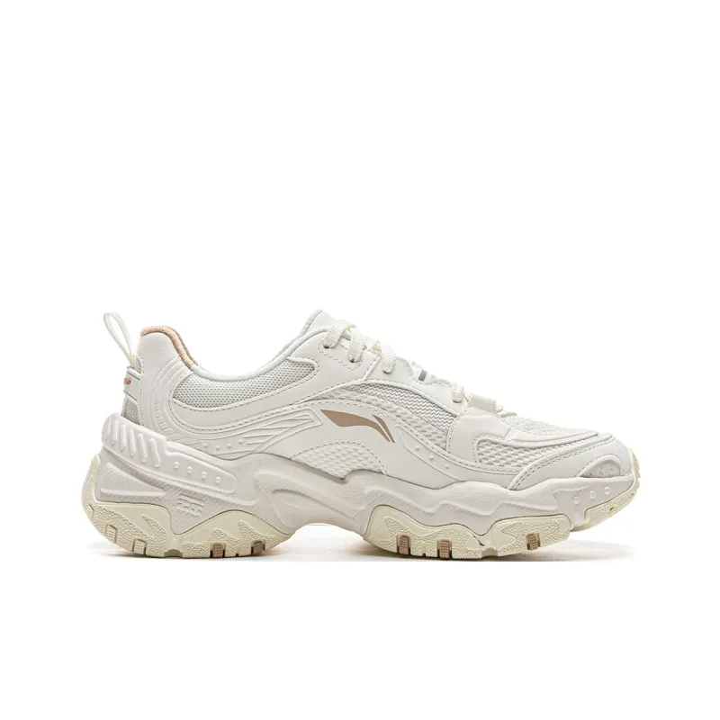 LiNing Brown Sugar Slip Resistant, Abrasion Resistant, Breathable Low Top Casual Shoes Women's White-1