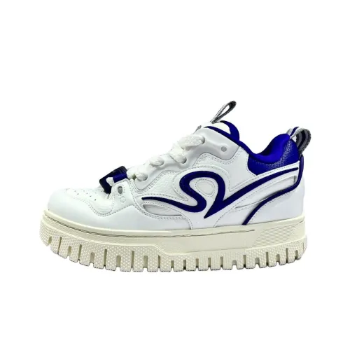 ANTA SNEAKERVERSE ATSV 3STEPS Cushioning, Wear Resistant Mid Top Skateboard Shoes Men's White Blue