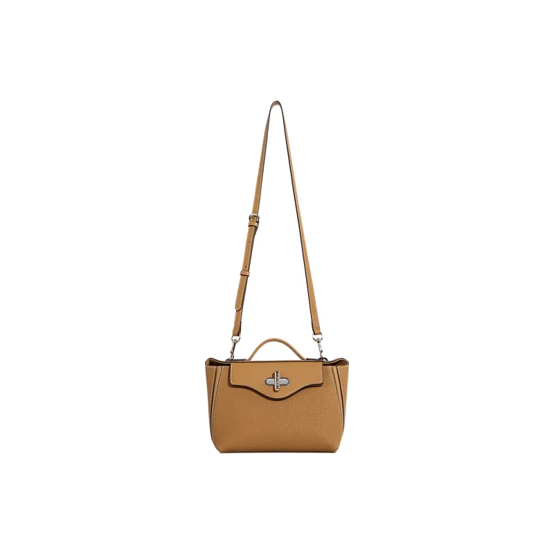 Cthulhu Top Grain Cow Leather Shoulder Bag Crossbody Bag Handbags Medium Size Women's Brown/Black-5