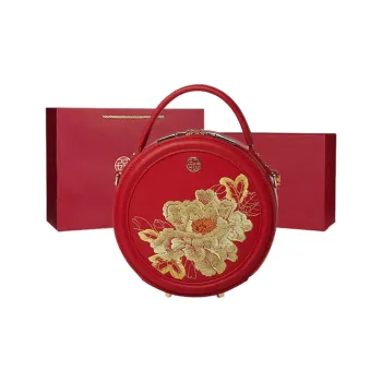 Pmsi Top Grain Cow Leather Portable Crossbody Bag Shoulder Bag Regular Women's Black/Red