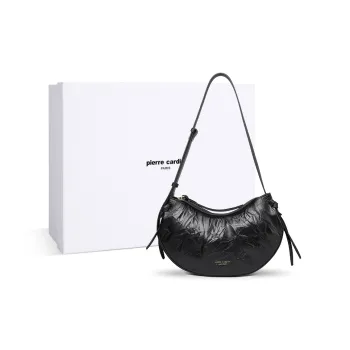 PIERRE CARDIN Cow Leather Pea Bag Dumpling Bag Shoulder Bag Regular Women's Black