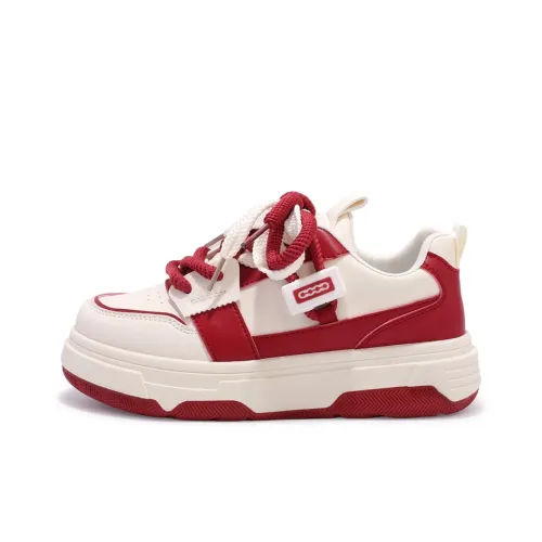 Shen Linsen Cushioning, Slip Resistant, And Abrasion Resistant Low Top Chunky Sneakers Women's Beige Red