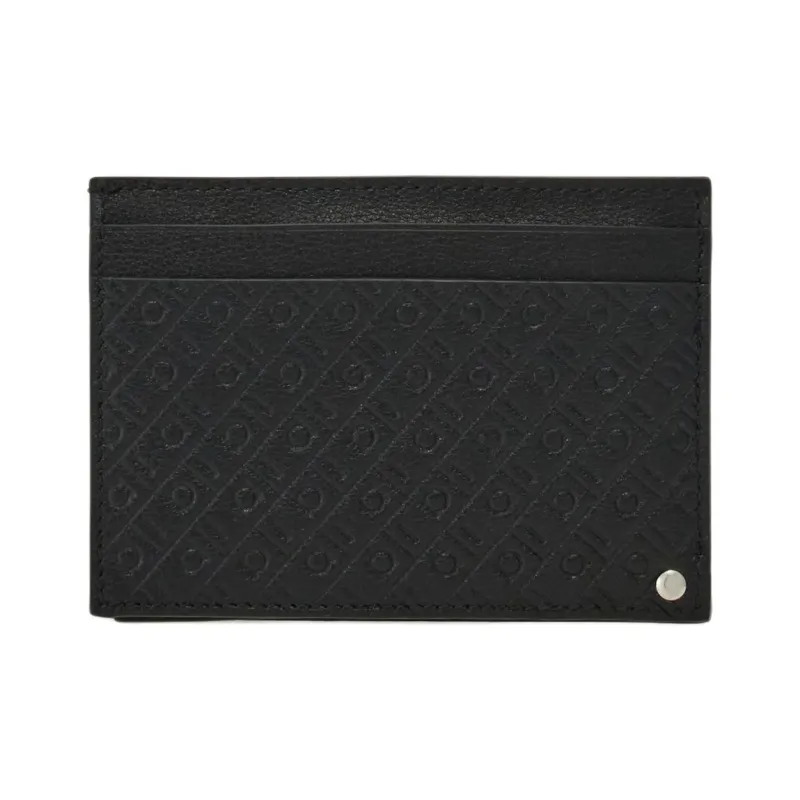 FERRAGAMO Cow Leather Card Holder Men's Black-2