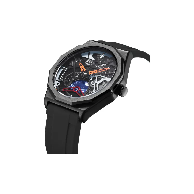 FEYERT Mechanical Movement Silicone Strap Watch Unisex Black Dial-12