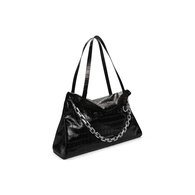 CHARLES&KEITH PU Shoulder Bag Large Size Women's Noir Black-2