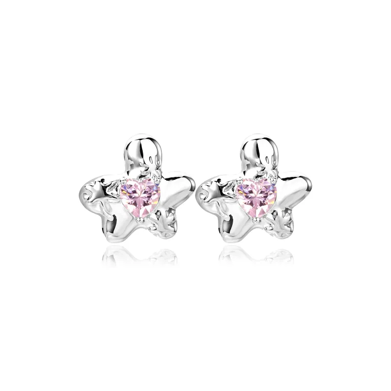 CLARKIA FLOWER 925 Sterling Silver Stud Earrings Women's-0