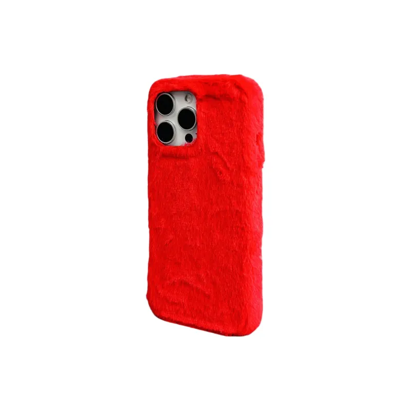 Wei Xin Plush Material Solid Color Plush Lanyard Phone Cases Compatible With IPhone 16/15 Pro Max/Apple 13/14 Pro/Max-14