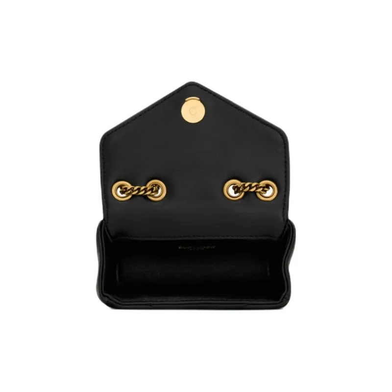 SAINT LAURENT Lambskin Shoulder Bag Extra Mini Women's Black-5