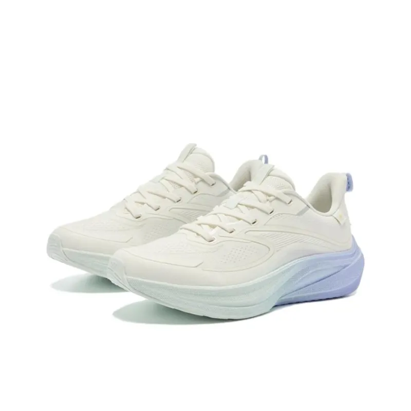 QIAODAN Boundaryless 7.0 Slip Resistant Breathable Cushioning Low Top Sprint Running Shoes Women's White Blue-1