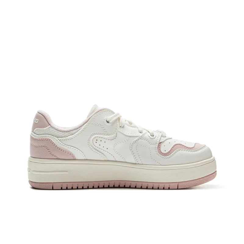 LiNing Cheese Anti-Slip And Wear-Resistant Lightweight Low-Top Skateboard Shoes Women's Mist White-1
