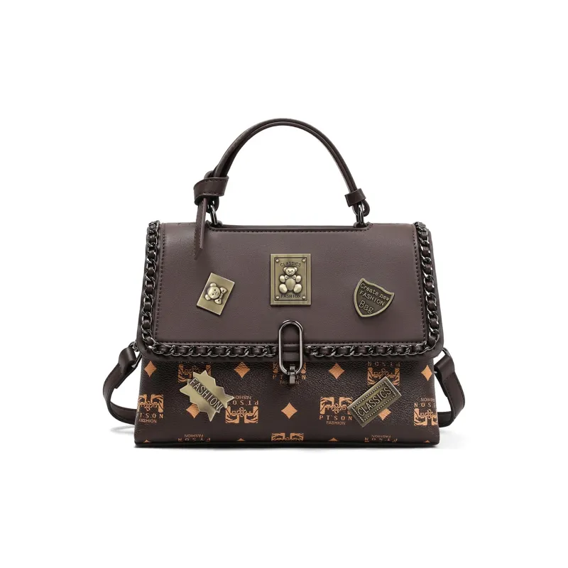 PT'SON PVC Small Square Bag, Handbag, Shoulder Bag, Crossbody Bag Regular Women's White/Coffee-9