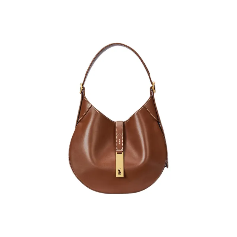 Polo Ralph Lauren Polo ID Cow Leather Shoulder Bag Trumpets Women's Brown-0