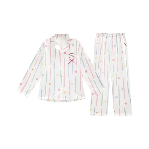 GUKOO x Sanrio Hello Kitty Pajama Set Women's Milk White