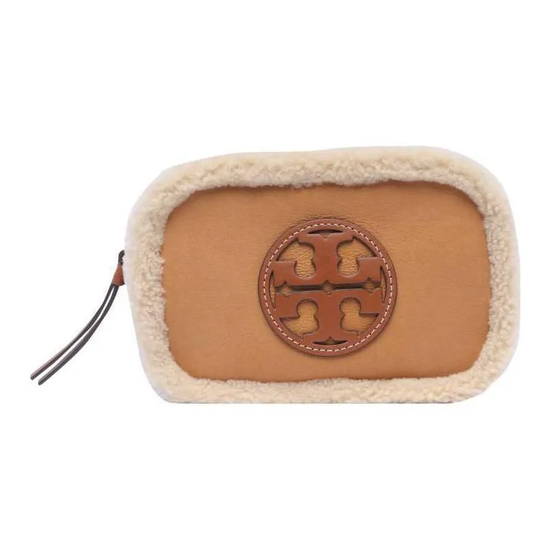 TORY BURCH Lambskin Clutch Trumpets Women's Brown-0