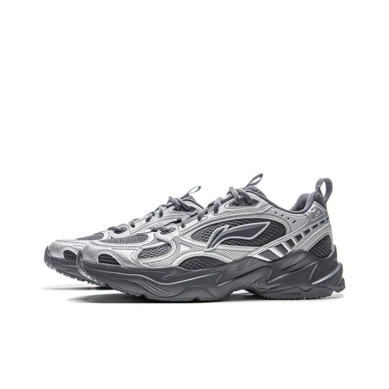 LiNing Meteor 2K Cushioning Anti-Slip And Wear-Resistant Low-Top Casual Shoes Men's Silver Black-2