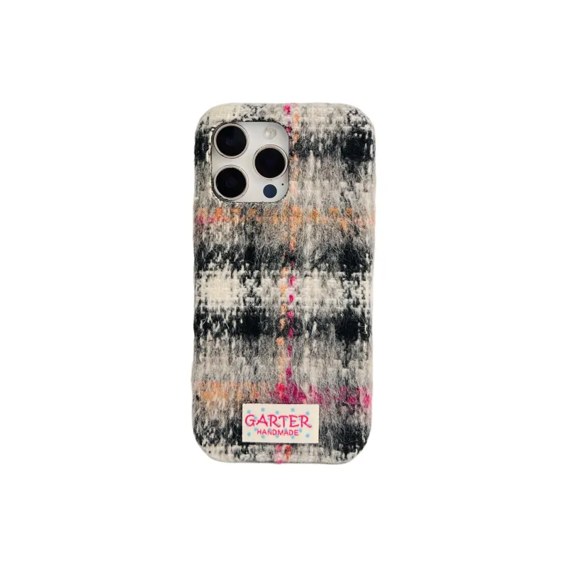 Wei Xin Plush Material Flannelette Plaid Lanyard Phone Cases Compatible With IPhone 16/15 Pro Max/Apple 13/14 Pro/Max-10