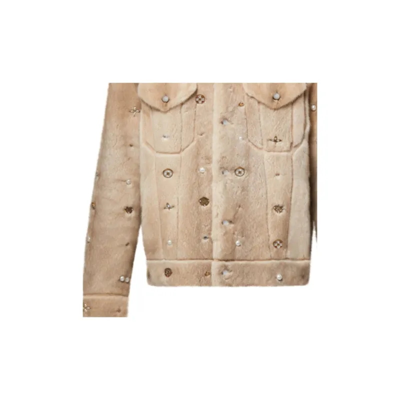 LOUIS VUITTON Made To Order Embellished Mink Trucker Jacket-3