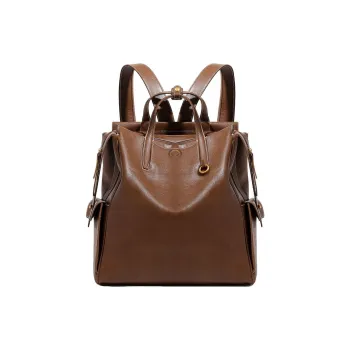 PAYOT Vegetable Tanned Leather Backpack Unisex Vintage Brown/Black