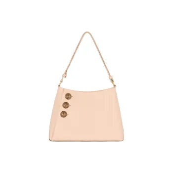 BALMAIN Grained Calfskin Shoulder Bag Women's Light Umber