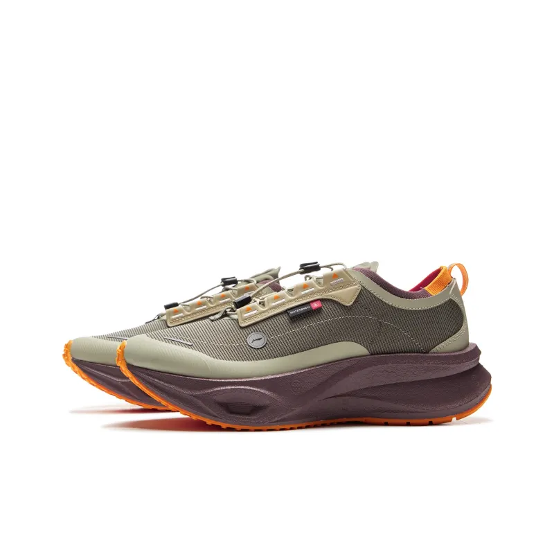 LiNing Abrasion-Resistant Low-Top Running Shoes Unisex Green Purple-2