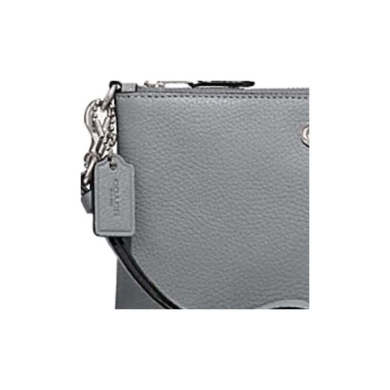 COACH Wristlet Leather Clutch Wrist Bag Small Size Women's Gray-4